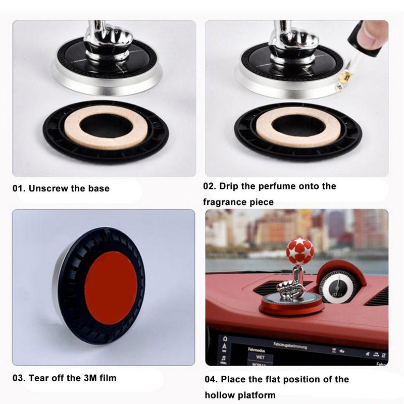 New Solar Energy Suspended Spinning Football Car Air Freshener Purifier Auto Fragrance Perfume Seat Car Parfum Decoration