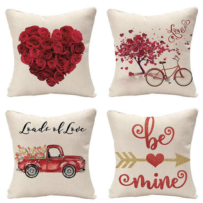Valentine's Day Pillowcase Love Linen Pillowcase Home Sofa Pillow Cushion Cover