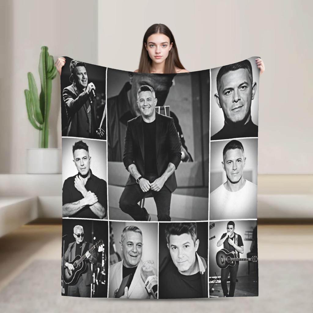 Alejandro Sanz Singer Flannel Blanket Soft Throw Blanket for Outdoor Camping Print Bedspread Sofa Bed Cover