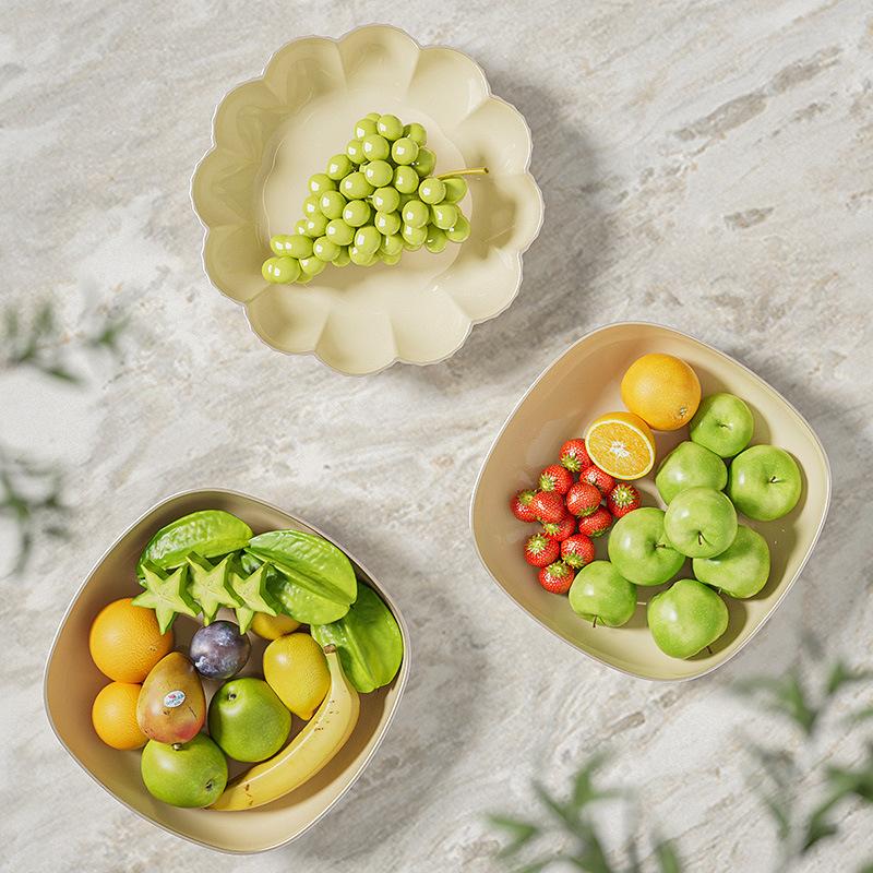 Premium Fruit Plate Household Living Room Coffee Table Fruit Plate Cream High-Grade Fruit Basin High Value Fruit Basket Fruit Basin