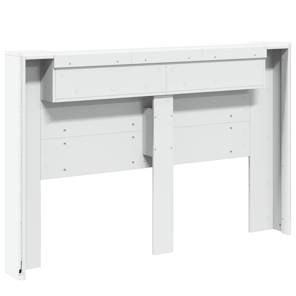 Headboard Cabinet with LED Lighting and Shelf White 160 x 16.5 x 103.5 cm
