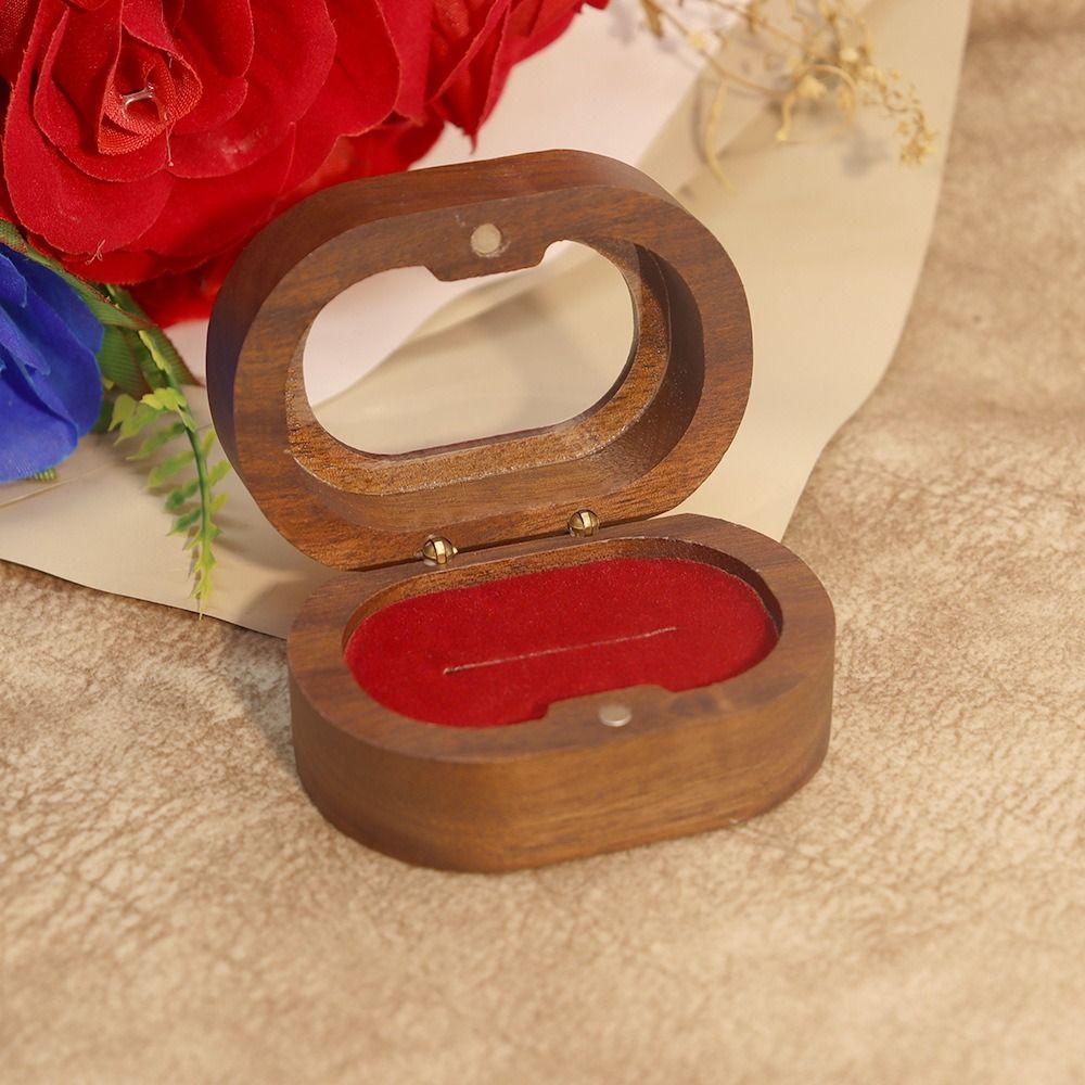 Wooden Wedding Ring Case Jewelry Storage Box Couple Rings Holder Finger Ring Box  Engagement