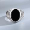 Luxury Black Agate Ring for Men Women CopperPlated Engraved Wide Band Fashion Party Jewelry Gift,Retro Engraved Pattern Band