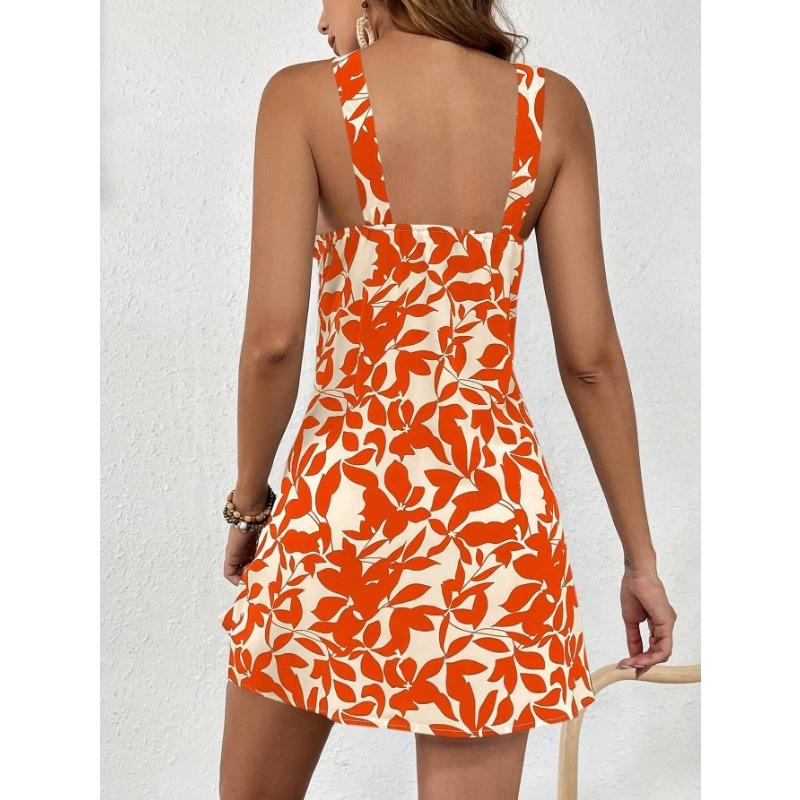 Dámské letní a jarní květinové vzory, bez rukávů, volný pas, ležérní šaty