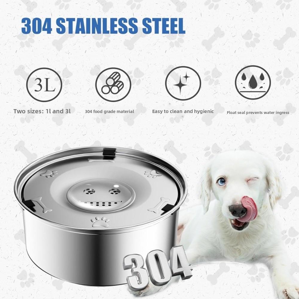 Stainless Steel Dog Water Bowl Anti-Splash Non-Slip Base Cat Floating Bowl Anti-Spill Portable Pet Water Feeder Outdoor