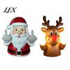 Quirky Porch Lighting Decor Christmas Middle Finger Light, Naughty Santa Claus Reindeer Giving Lamp with LED Decorative Tabletop Night Light