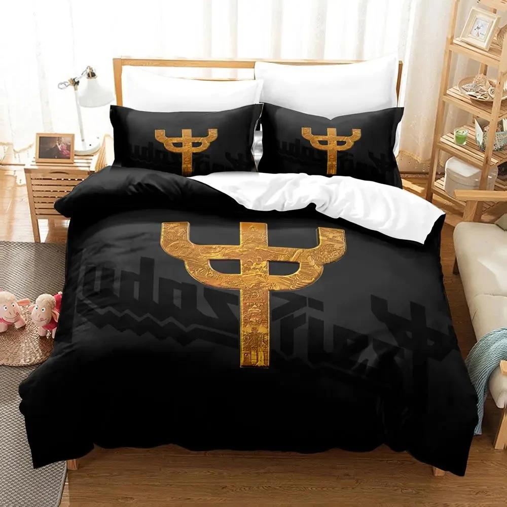 

3D Print Judas Priest Bedding Set Duvet Cover Bed Set Quilt Cover Pillowcase Comforter King Queen Size Boys Adult Bedding Set 90x190cm(35x74inch)