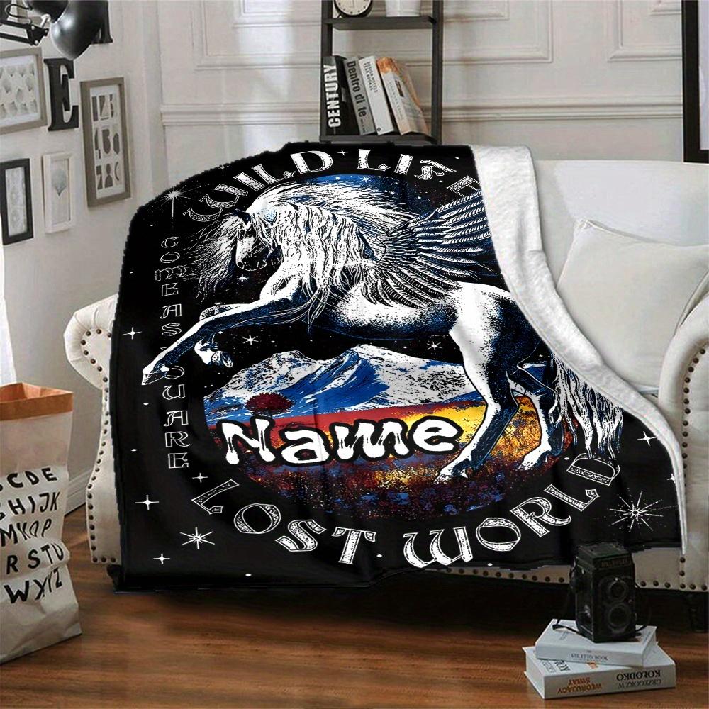 Colorful Unicorn Blanket Personalized Name Soft Comfortable Stylish Blanket Car Blanket Perfect For Travel Camping Outdoor Home Suitable For All