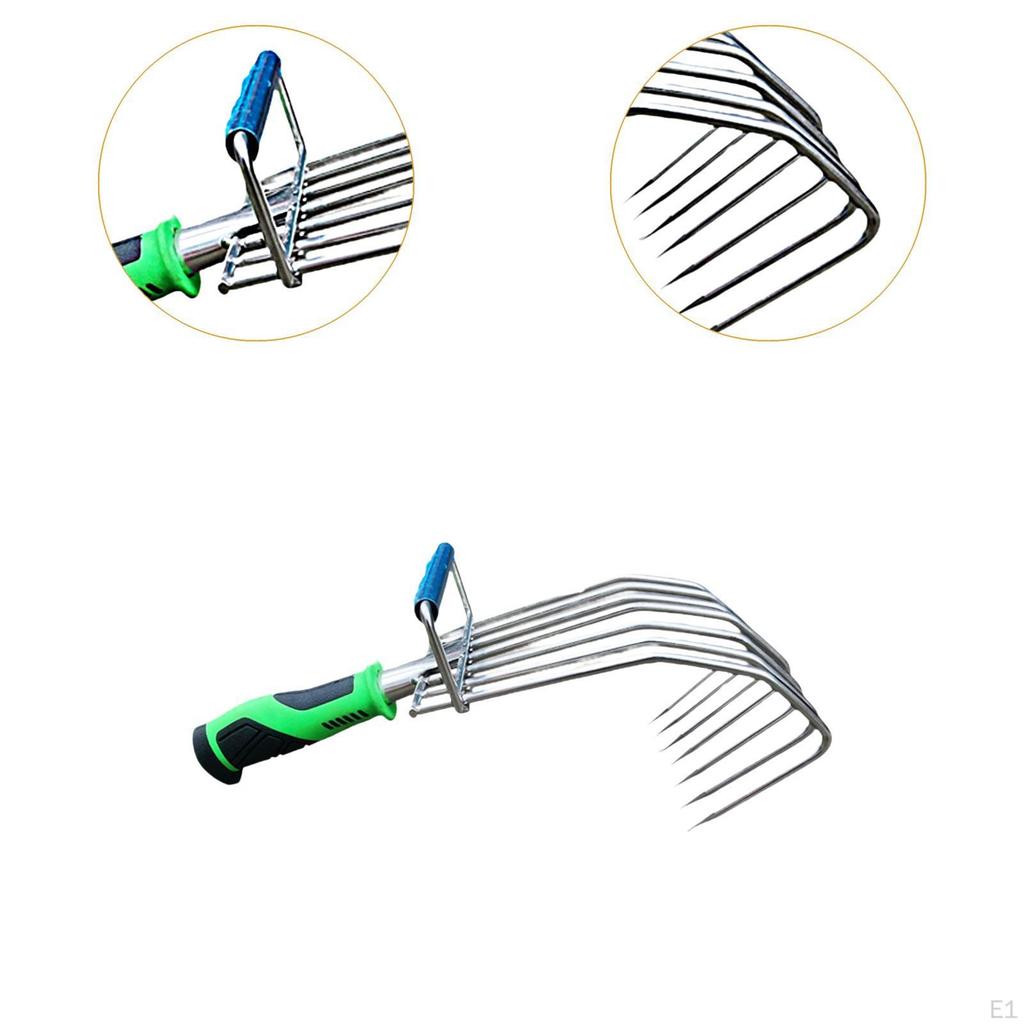 Hand Rake,Garden Rake Cultivator,Lightweight Rubber Handle Cultivating Soil Tiller,Digging for Yard