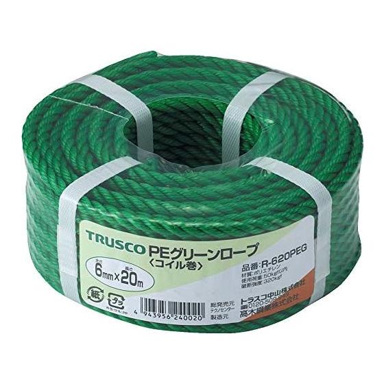 TRUSCO PE Green Rope Green 6mm x 20m 3 stroke type R-620PEG