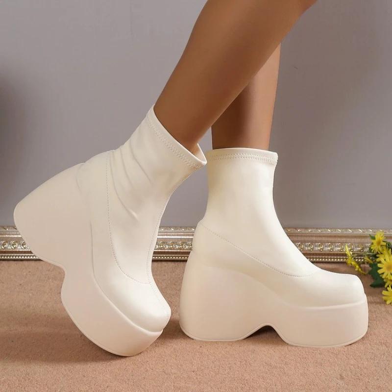 2025 New Gothic Style Sexy Elegant Chunky Platform Women Ankle Boots Big Size 43 Walking Comfy Woman Shoes Platform Shoes boots