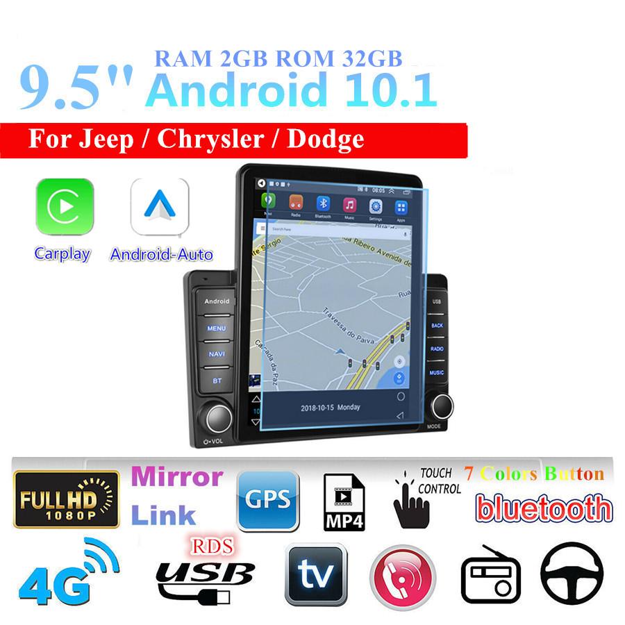 9.5" Vertical 2+32GB Car Stereo Radio GPS Navi WiFi For Jeep Wrangler Dodge RAM