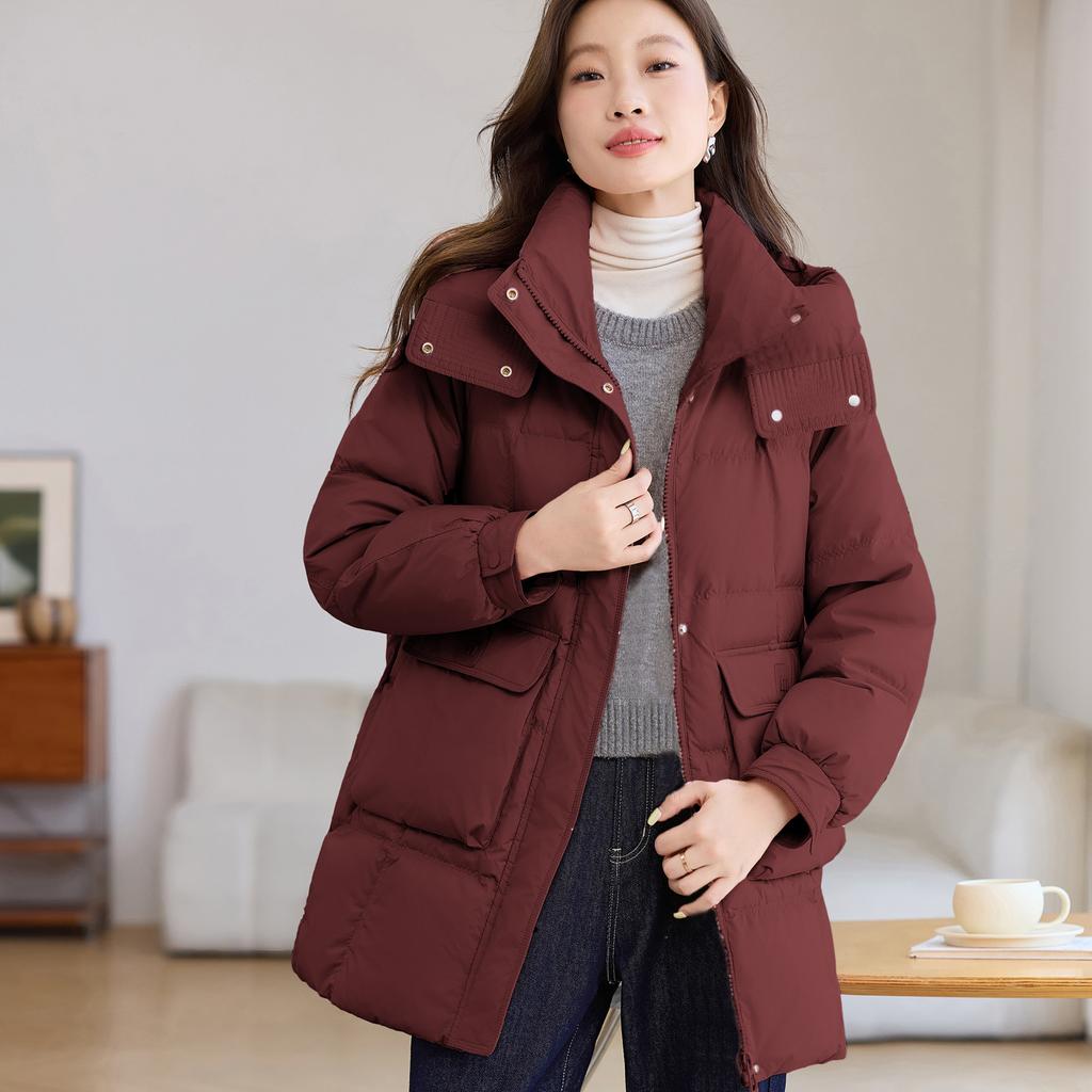 New Cotton-padded Clothes Women's Winter Medium and Long Thin Versatile Hooded Cotton-padded Jacket