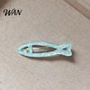 Fresh Fish Hollow Shape Clip 2Pcs Girl Hairpins, Acrylic Hair Clips with Built-in Elastic Clip, Broken Pins, Transparent Icy Blue Accessories