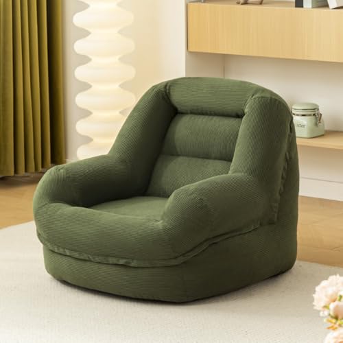 Single-seater Bean Bag Cushion Cover with Durable Fabric, Lightweight Cushion, and Memory Foam. Stylish Low-profile Floor Sofa with a Modern, Designer