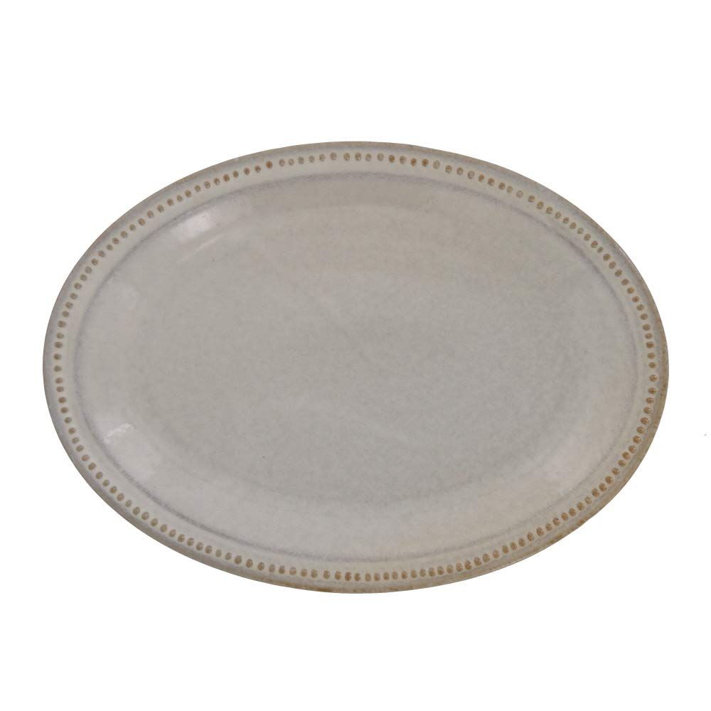 

East Dot Oval Red Clay Beige Plate, 21cm, Ceramic,