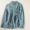 Camicia a maniche lunghe in denim lavato ricamato, cardigan monopetto in denim per donna, primavera e autunno
