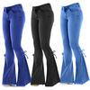 Dames Jeans Mid Taille Bandage Wijde Pijp Billiftende Dames Jeans voor Dagelijks Gebruik