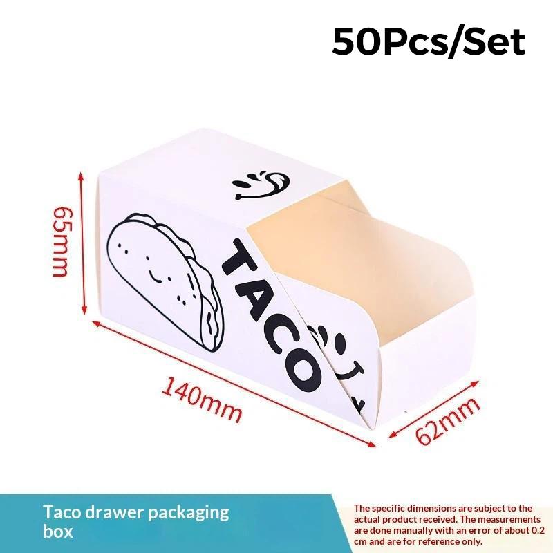 50/100Pcs Taco Paper Packaging Box Disposable Paper Holder For Sandwich Hot Dog Burger Takeaway Fast Food Restaurant Party Use