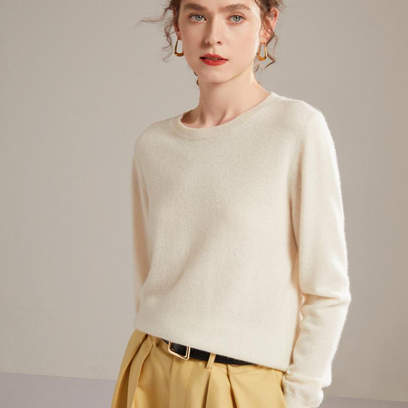 2026 Autumn/Winter Women's Classic Round Neck 100% Pure Cashmere Loose Knit Sweater