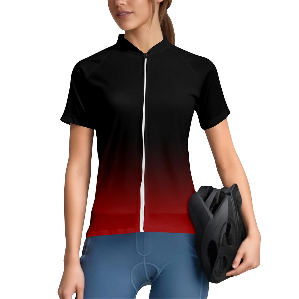 Women's Gradient Cycling Suit Short Sleeved Cycling Top With 3 Back Pockets, Breathable, Quick Drying, Moisture Wicking Reflective Strip For Cycling
