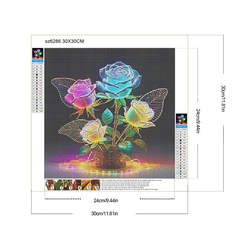 Flower Series Diamond Painting Kits, 5D DIY Full Round Drill Sparkling Resin Art Craft Home Wall Decor Gift for Adults Beginners