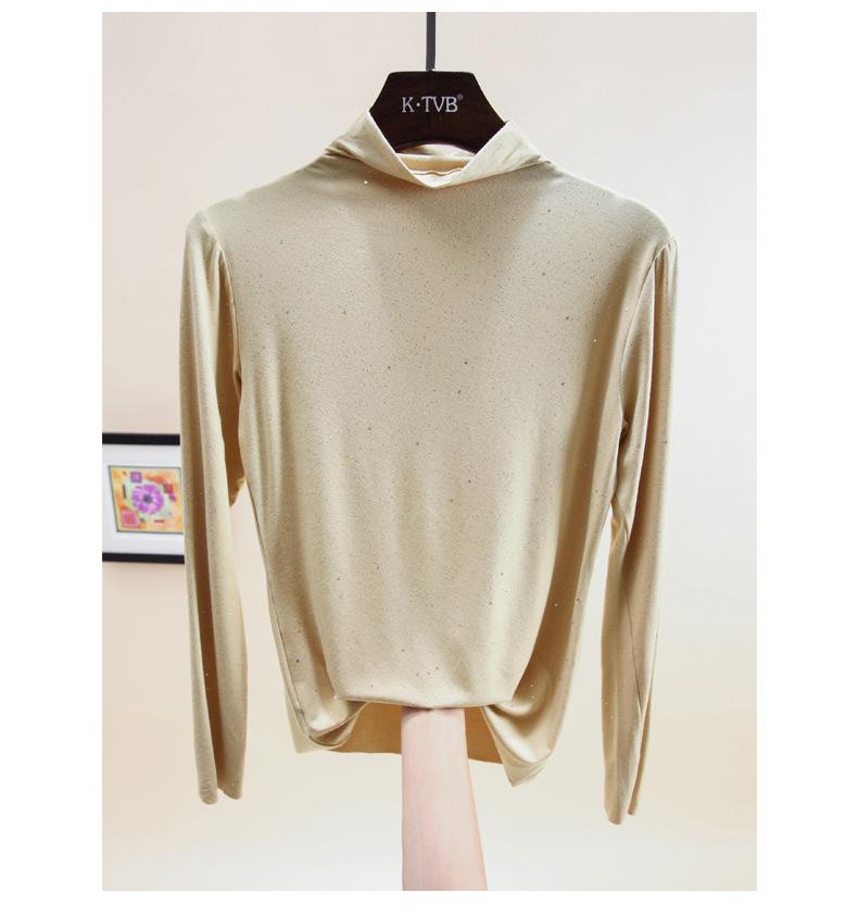 

Жіноча сорочка з довгим рукавом, приталена футболка з довгим рукавом, модальна бронзова рожева модель, весна 2024 року. 3XL абрикосовий