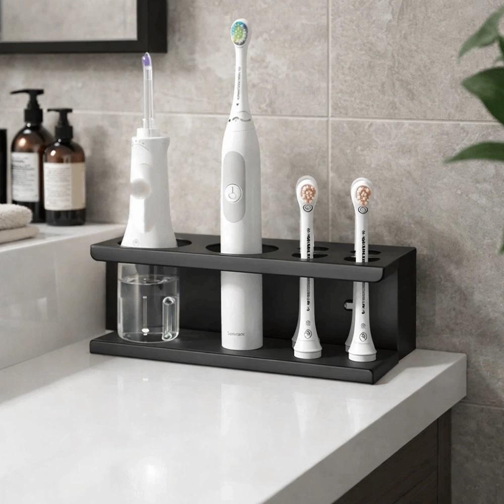 Large Capacity Toothbrush Toothpaste Holder Space Aluminum Makeup Brush Rack For Bathroom