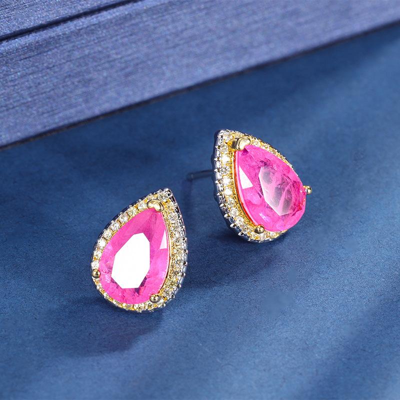 Jewelry Copper Bottom Gold-Plated Wind Simulation Color Treasure Color Separation Electroplating Pendant Set