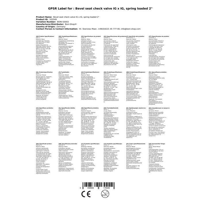 Clapet Anti-Retour 2 Pouces, Laiton, Filetage Intérieur