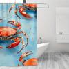 Turquoise & Red Crab Shower Curtain - 71x71 Inch, Includes 12 Hooks, Durable Polyester, Perfect for Bathroom & Summer Home Decor