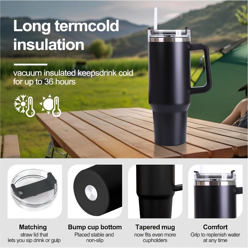 Fashionable 40-ounce stainless steel cup with handle, vacuum insulated travel cup, leak-proof double-wall hot cup, sports water bottle