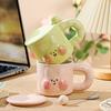 Embossed cute rabbit mug with cover wind niche design sense cute card ceramic cup creative water cup coffee cup household