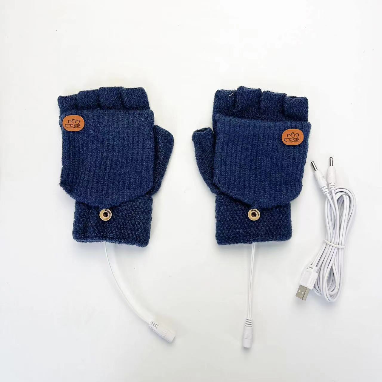 

USB-перчатки с электроподогревом для взрослых студентов, трикотажные, с откидной крышкой, с полупальцами, с рисунком «медвежья лапа», с двусторонним подогревом, 3-ступенчатая регулировка температуры, опционально One size
