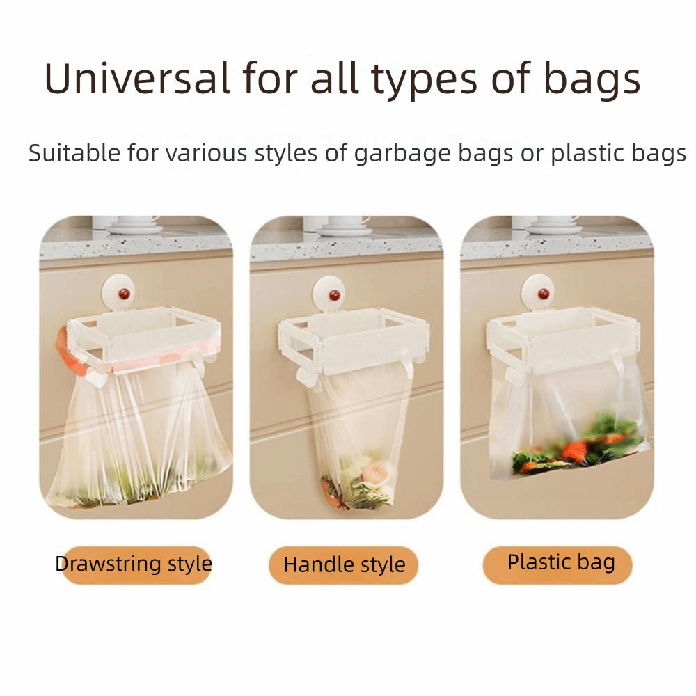Hanging Suction Cup Trash Bag Holder Foldable Rubbish Storage Holder  Cabinet