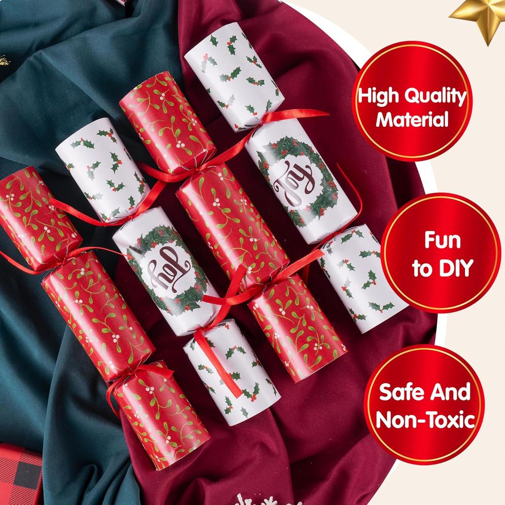 10 Pack Xmas Non-Snap Celebration Favor Classic Table Favor Comes With Celebration Cap Jokes Gifts designed for Xmas Table Decorations