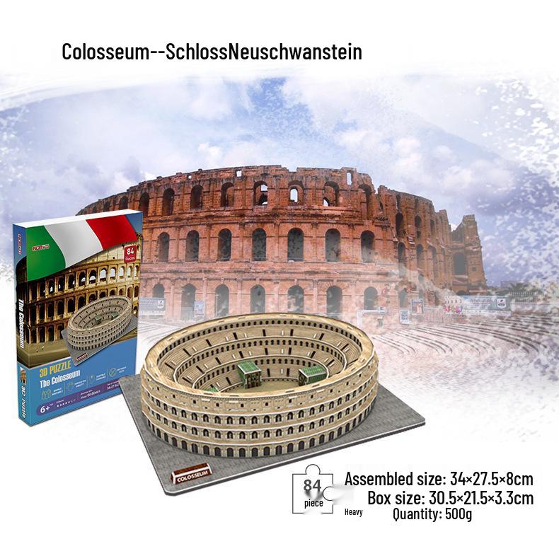 Large 3D World Architecture Puzzle - Handmade Cardboard Model for Children