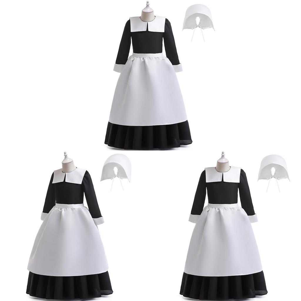 Wednesday Cosplay Girl Dress Set With Satin Fabric For Middle School Girls