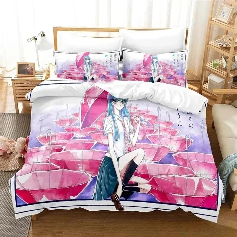

3D Print Anime After The Rain Beding Set 3D Printed Suitable for Bedrom Soft Duvet Cover Set With Pilowcases Children Kids Home Textile 135*200cm Eu-Single