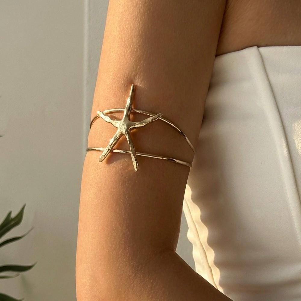 Conch Shell Starfish Bracelet Gold Color Armband Punk Open Arm Bangle Gift