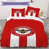 Brentford FC Pattern Bedding Uilt Set Uilt Cover Pillowcase Home Decoration Birthday Gift (1 * Duvet Cover + 2 * Pillowcase Without Core)