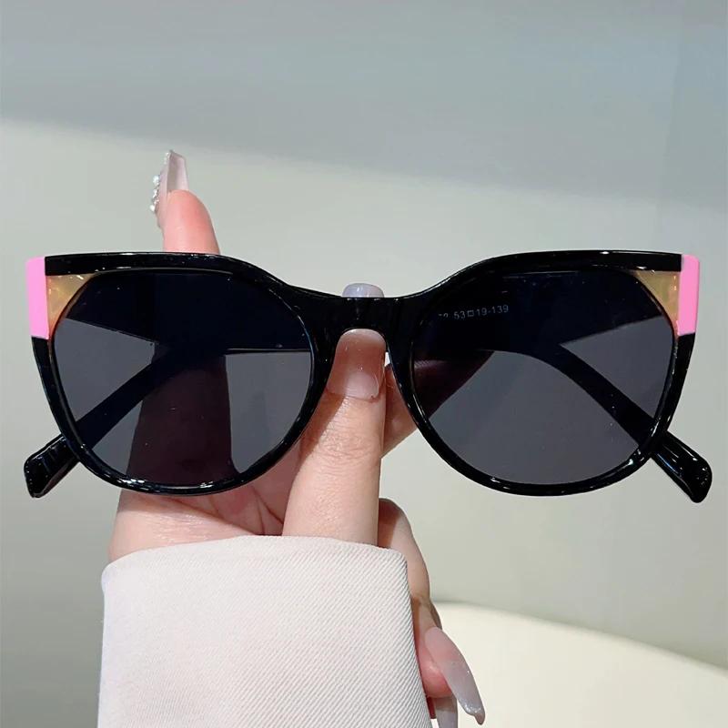 Oversized Cat Eye Sunglasses Women Fashion Vintage Patchwork Rim Gradient Shades Trendy Brand Design Anti-UV Sun Glasses