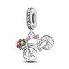 Copper Cute Pink Flowers Heart Pendant Beads Fit 4Mm Hole Diamete Charm Bracelet For Women Diy Jewelry Making Gift