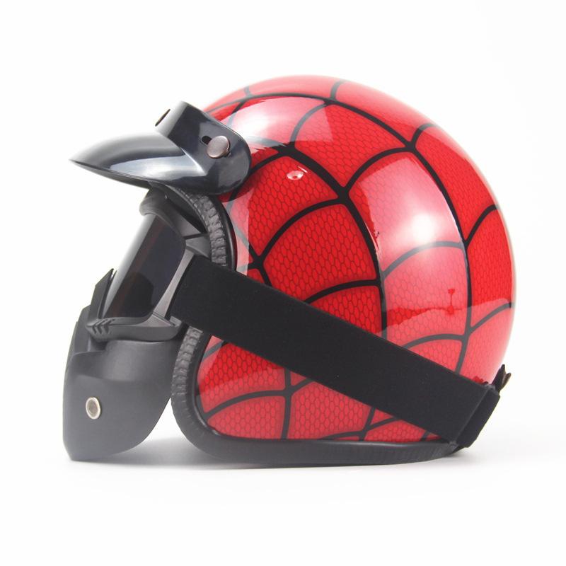 Four Seasons Retro Helmet Leather Personality Helmet Electric Vehicle 3/4 Half Helmet Big Turtle King Pedal Helmet