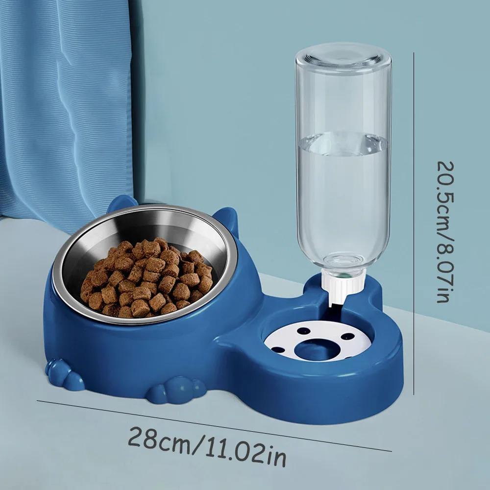 2-in-1 Stainless Steel Pet Bowl - Anti-Spill & Anti-Tip Food & Water Bowl, Suitable for Dogs, Cats, Kittens & Puppies