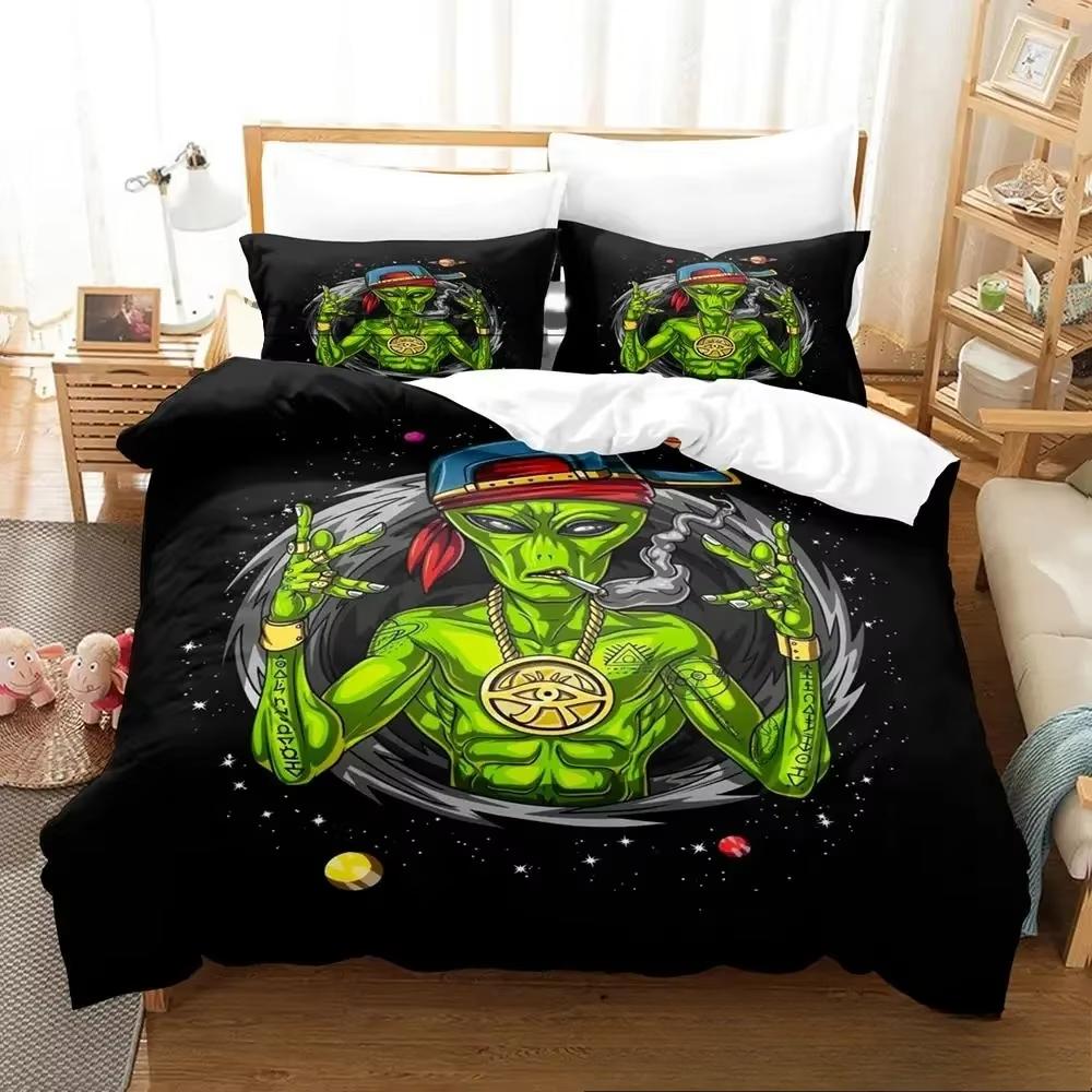 3D Print Alien Gangster Comfortable Duvet Quilt Cover Pillowcase Bedding Set Children Bedroom Decoration Home Textile