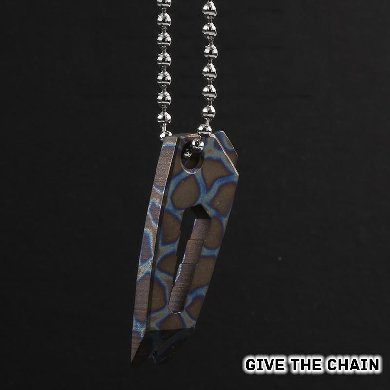 MINI Crowbar Burn Titanium Alloy EDC Nail Puller Flat-head Screwdriver Box Opener Multi-function Keychain Pendant Tools Necklace