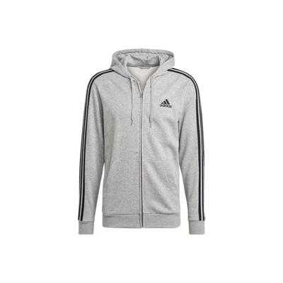 Essentials Fleece Three Stripes Full Zip Hoodie Men Hoodies Gray GK9034