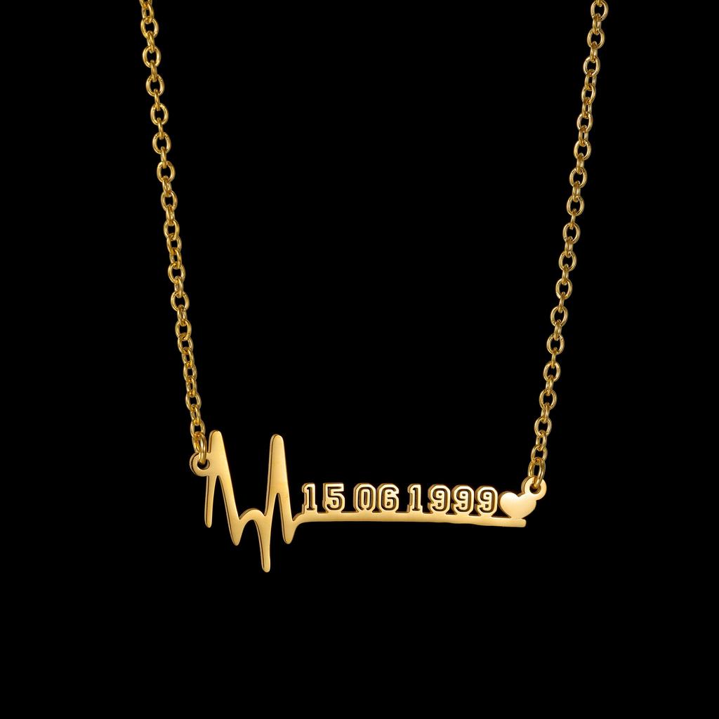 Atoztide Custom Name Necklace for Women with Airplane Stainless Steel Jewelry Heartbeat Choker Chain Personalized Birthday Gift