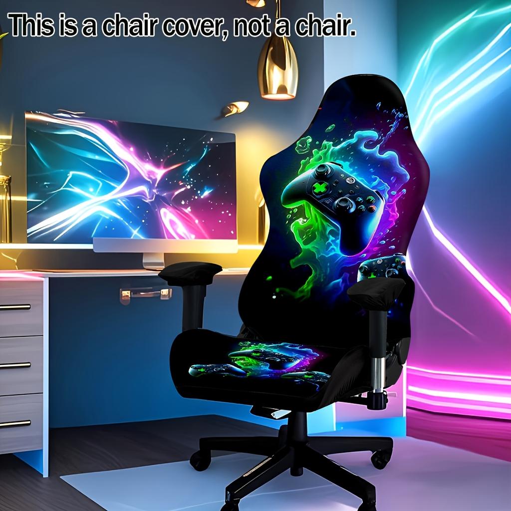 4pcs Set High Elasticity Office and Gaming Chair Cover Set Technology Planet Code Chair Cover Home Office Decoration Washable